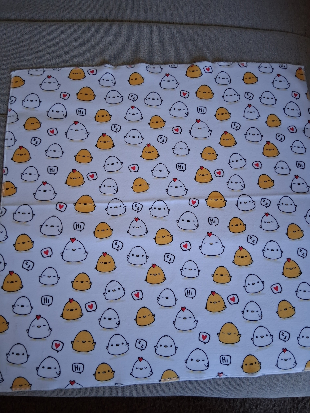 Cute Chick Print Baby Blanket - White and Yellow 21x20in New